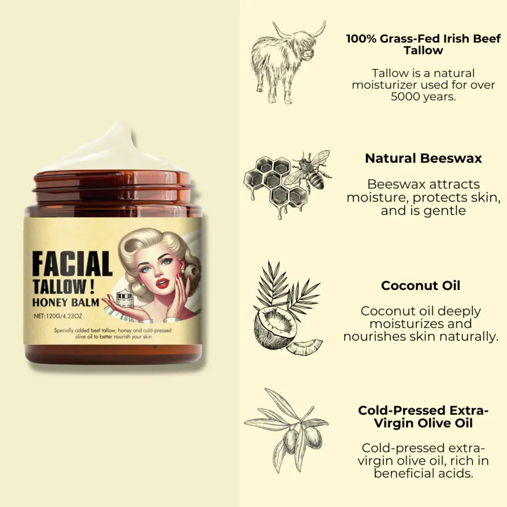 Facial Tallow Honey Balm